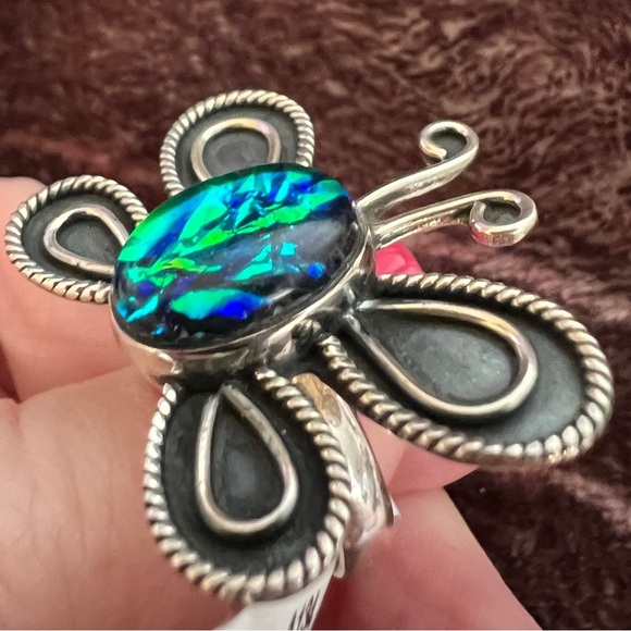 ❤️ Multi-Color Opal 925 Southwestern Size 8 Ethnic Butterfly Ring 9 Gms - Picture 16 of 16